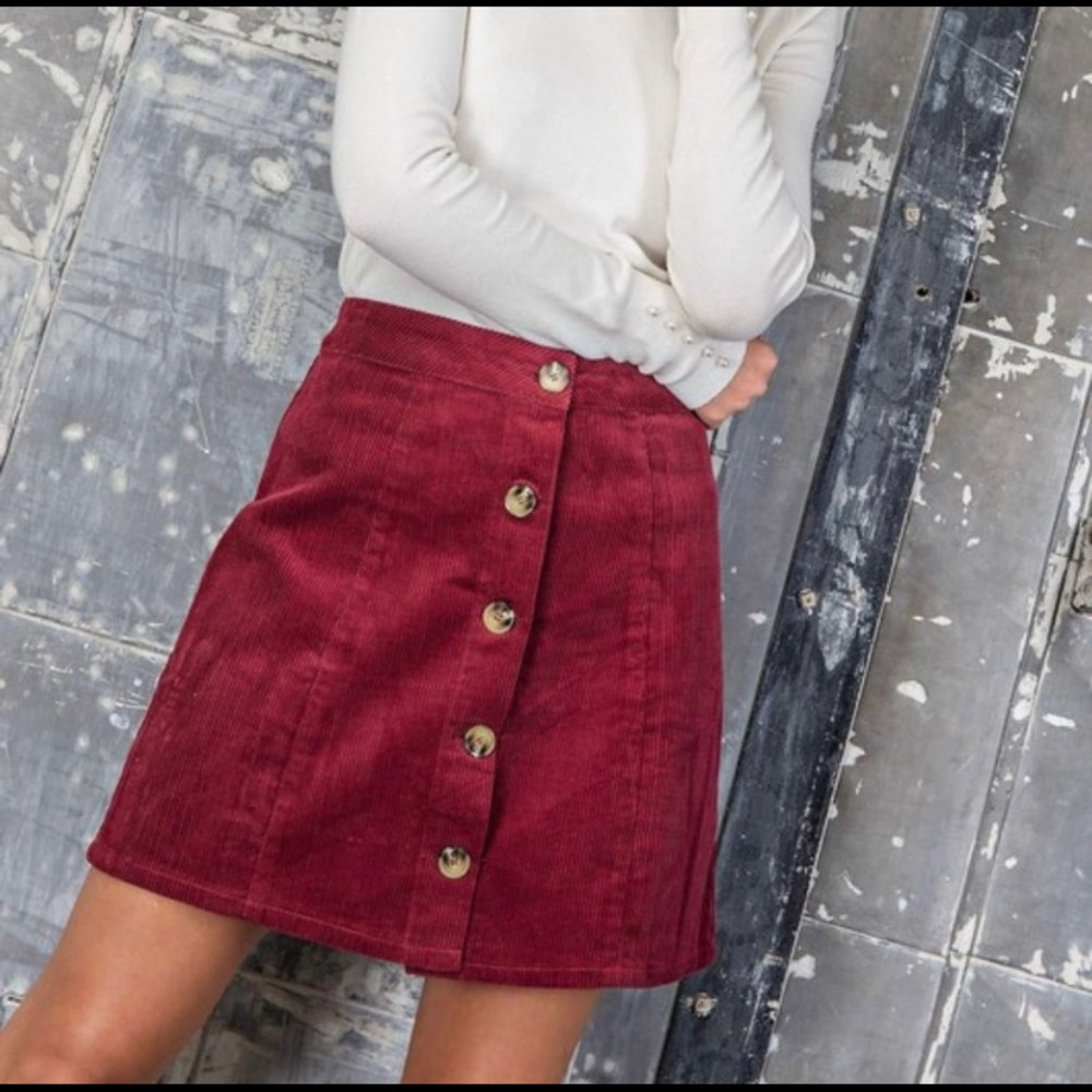 🍷RED WINE A-LINE CORDUROY MINI SKIRT